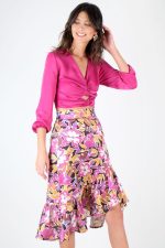 Lena Fırfırlı Asimetrik Etek Fuşya