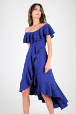 Harden Volanlı Uzun Abiye Elbise